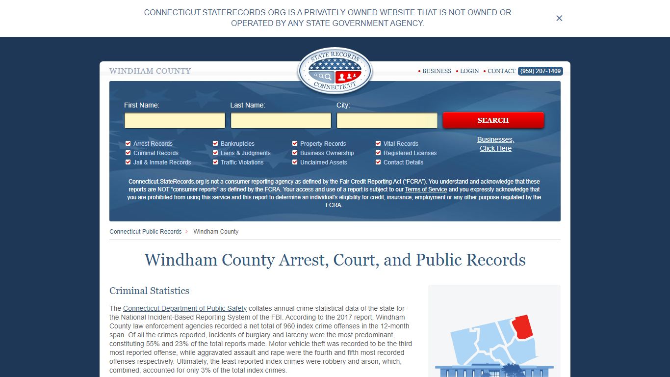 Windham County Arrest, Court, and Public Records