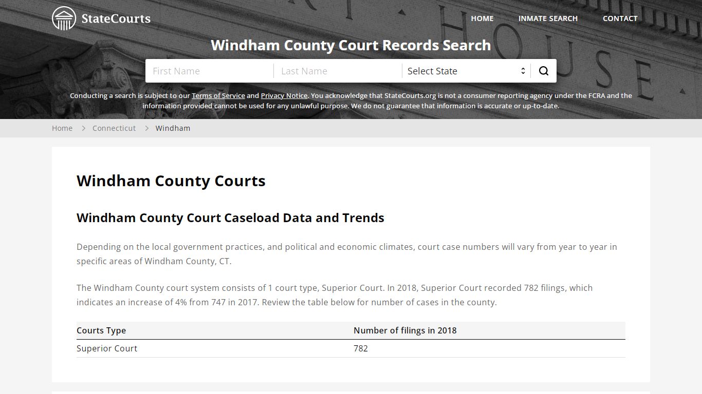 Windham County, CT Courts - Records & Cases - StateCourts