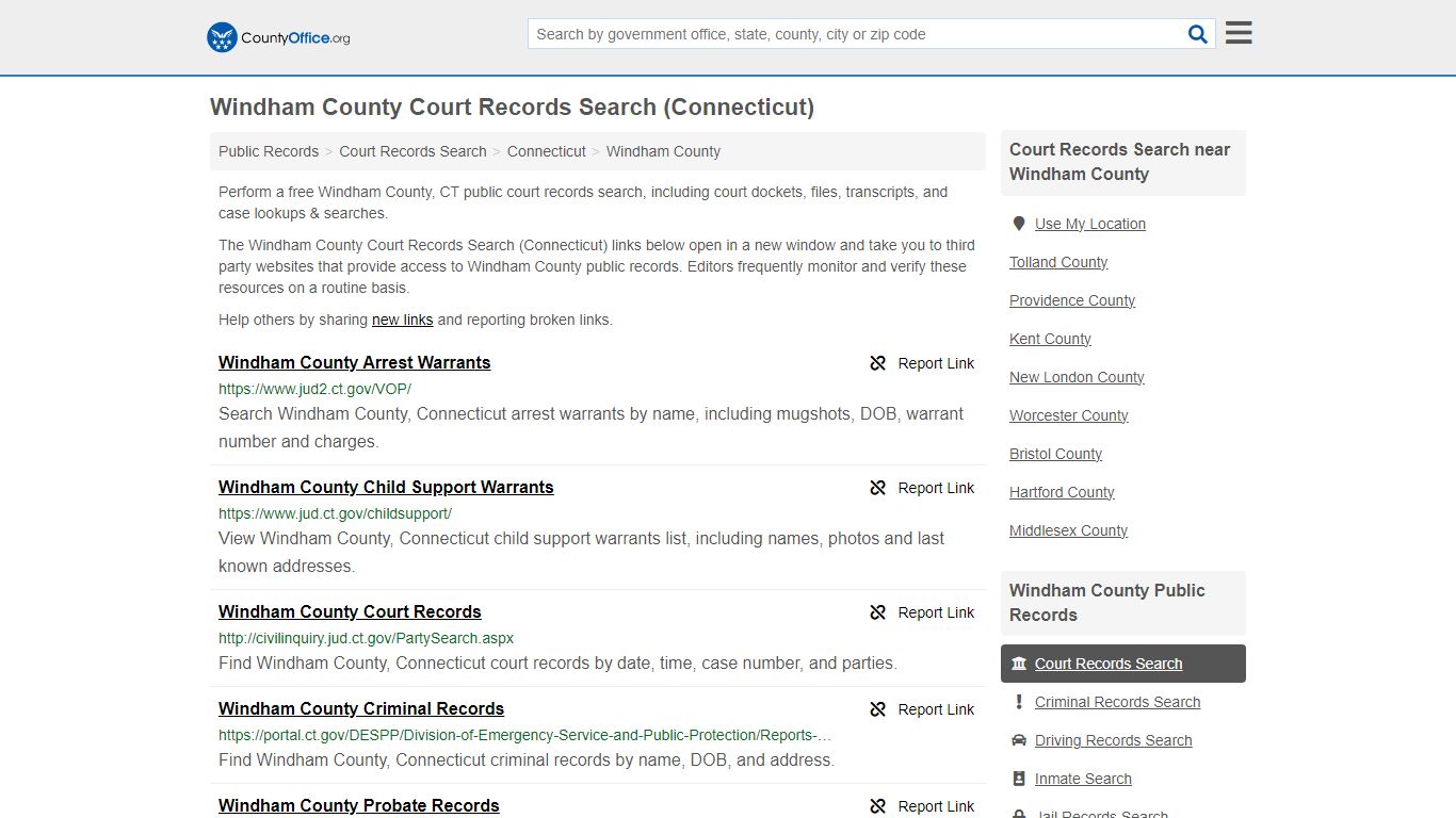 Windham County Court Records Search (Connecticut) - County Office