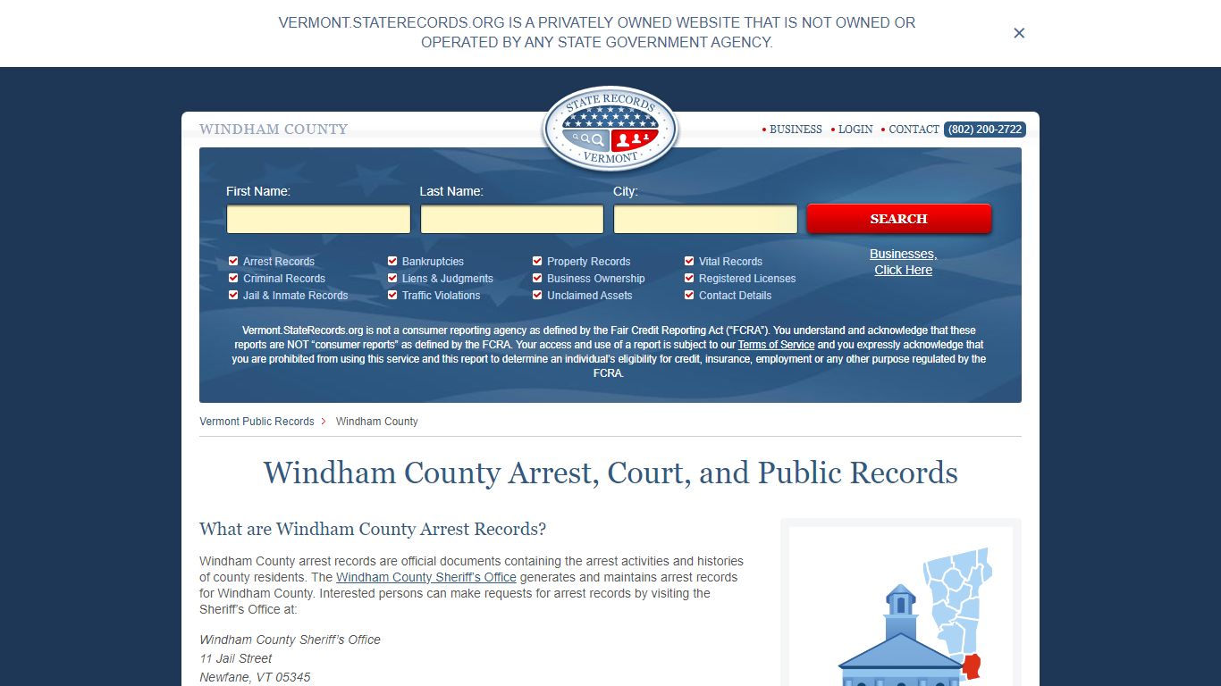 Windham County Arrest, Court, and Public Records